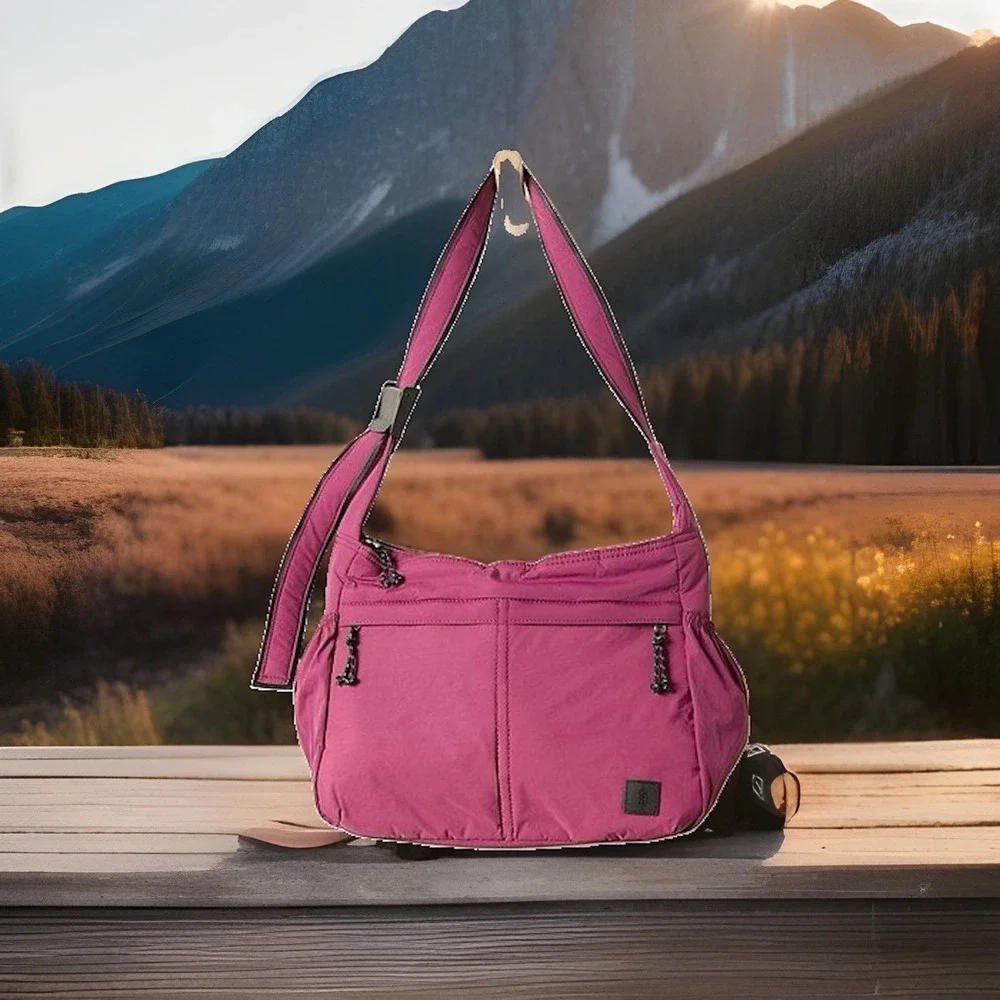 NWT Free People Checkmate Sling Carryall Bag Utility Puffer Deep Mulberry Purple
